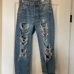 Petite Ripped Boyfriend Jeans